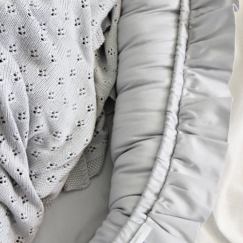 Ażurowy kocyk bambusowy Jasnoszary