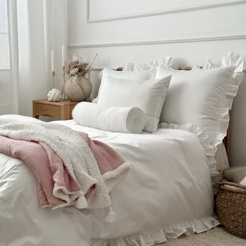 Adult Bed linen with ruffles Margaret White 