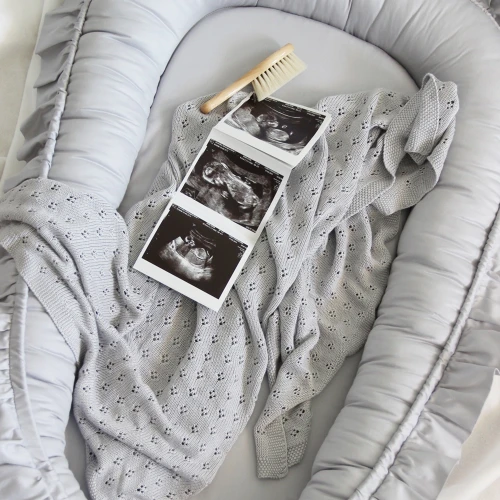 Ażurowy kocyk bambusowy Jasnoszary