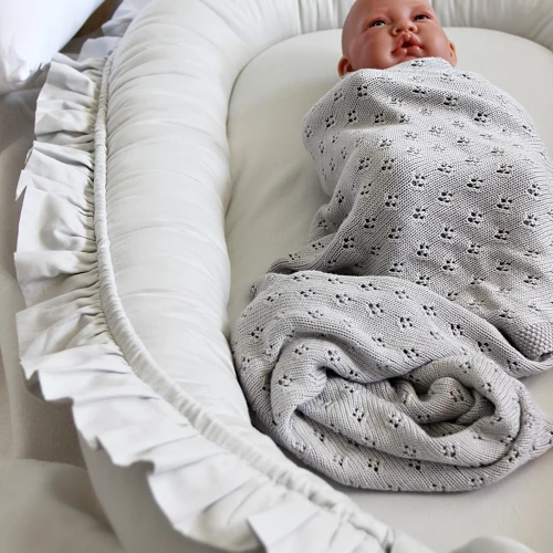 Ażurowy kocyk bambusowy Jasnoszary