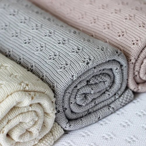 Ażurowy kocyk bambusowy Jasnoszary