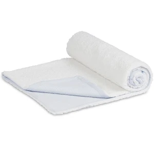 Double sided muslin and faux fur plaid Light blue