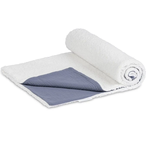 Double sided muslin and faux fur plaid Denim