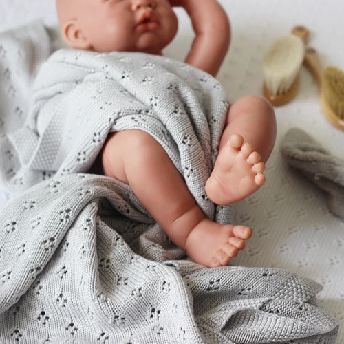 Ażurowy kocyk bambusowy Jasnoszary