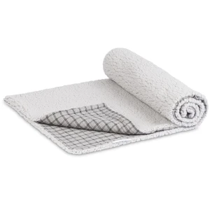 Dwustronny muślinowy pled Szara kratka