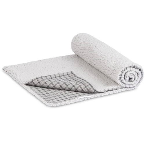 Dwustronny muślinowy pled Szara kratka