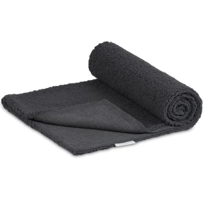 Double sided muslin and faux fur bedspread Graphite melange