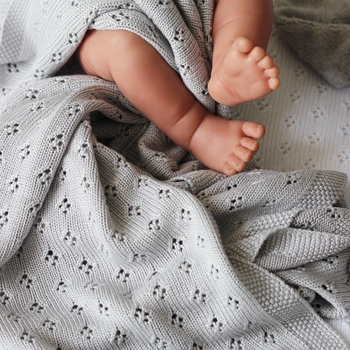 Ażurowy kocyk bambusowy Jasnoszary