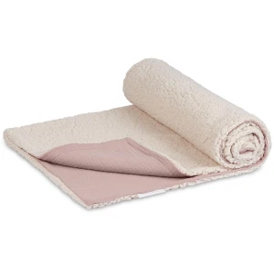 Double sided muslin and faux fur plaid Dusty pink