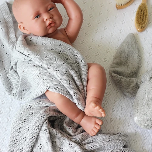 Ażurowy kocyk bambusowy Jasnoszary