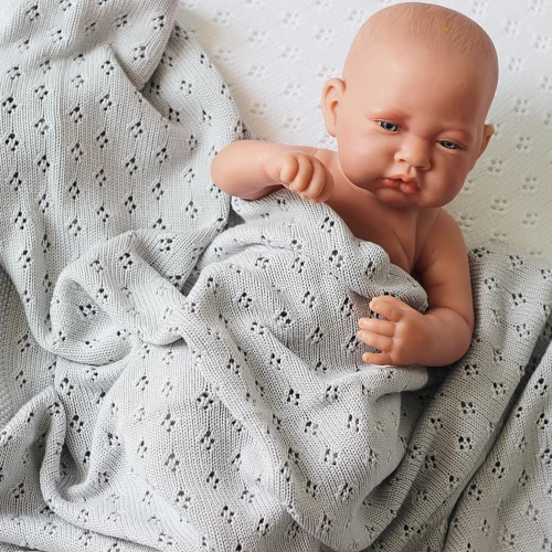 Ażurowy kocyk bambusowy Jasnoszary