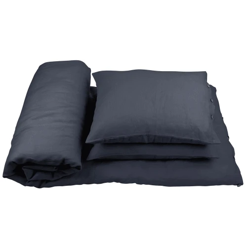 Lniana pościel 140x200 dla dorosłych bez wypełnienia Grafit