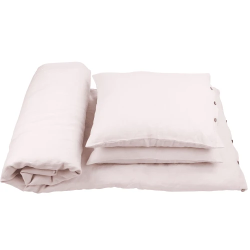 Lniana pościel 140x200 dla dorosłych bez wypełnienia Pudrowy róż