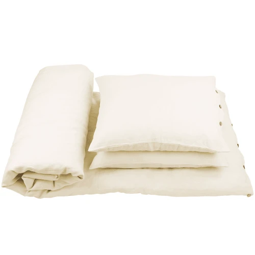 Lniana pościel 140x200 dla dorosłych bez wypełnienia Waniliowa