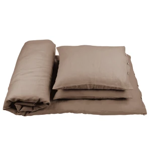 Lniana pościel 140x200 dla dorosłych bez wypełnienia Kokosowy brąz