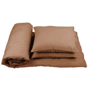 Lniana pościel 140x200 dla dorosłych bez wypełnienia Czekoladowa