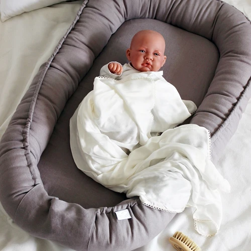 Bamboo swaddle with lace Baby 80x100cm vanilla