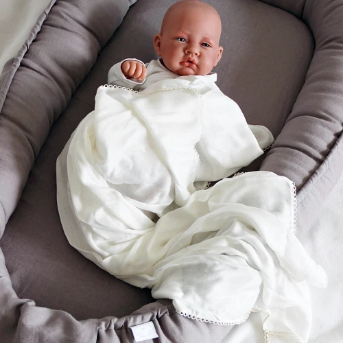 Bamboo swaddle with lace Baby 80x100cm vanilla