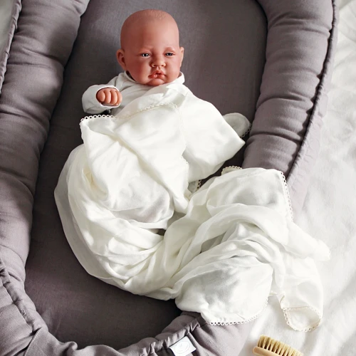 Bamboo swaddle with lace Baby 80x100cm vanilla