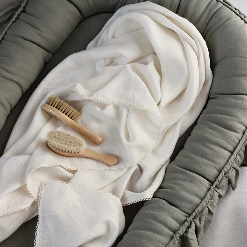 Bamboo swaddle with lace Junior 100x135 cm Vanilla