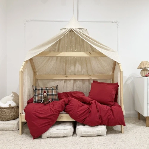 Cotton bed linen set 140x200 cm Red