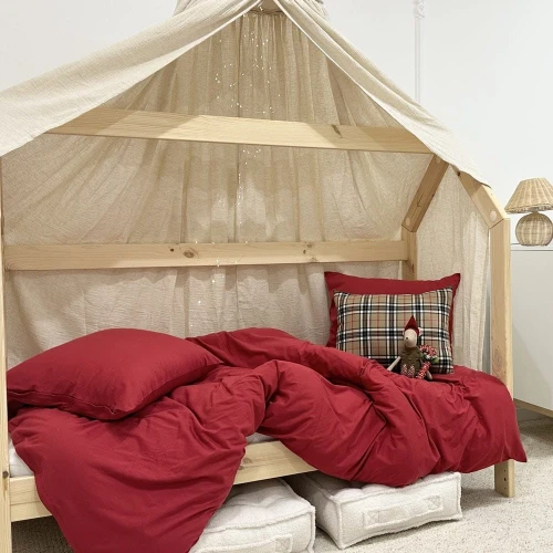 Cotton bed linen set 140x200 cm Red