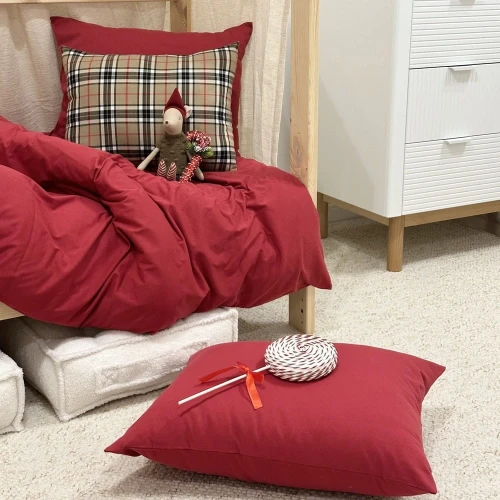 Cotton bed linen set 140x200 cm Red
