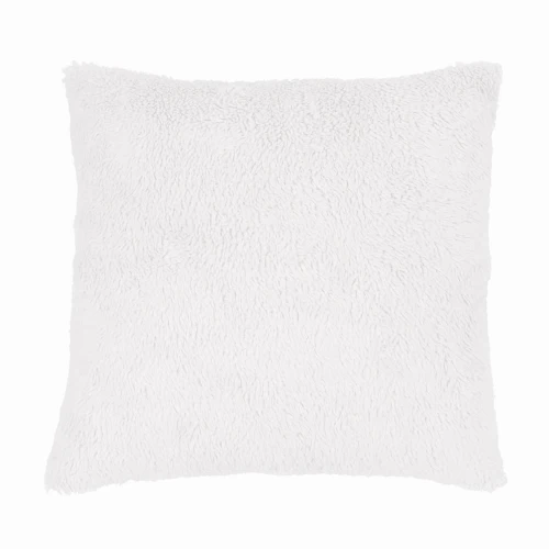 Futrzana kwadratowa poduszka Boho Biała