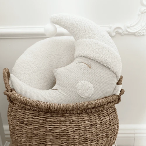 Sleeping moon pillow Linen beige stripes