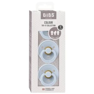 BIBS TRY-IT PACK BABY BLUE 3 PACIFIERS Newborn Gift set 