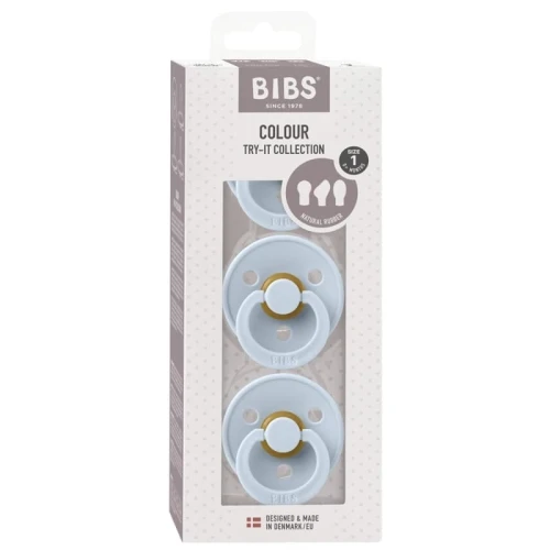 BIBS TRY-IT PACK BABY BLUE 3 smoczkowy zestaw prezentowy dla Noworodka  