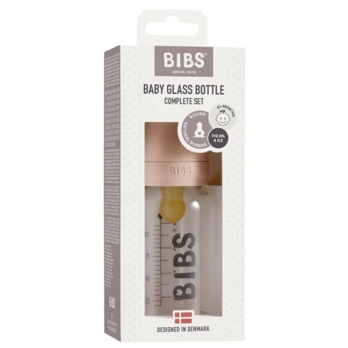 BIBS BABY GLASS BOTTLE BLUSH Anti-colic Glass Bottle for Newborns 110 ml