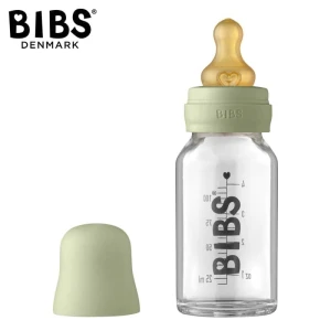 BIBS BABY GLASS BOTTLE SAGE Anti-colic Glass Bottle for Newborns 110 ml