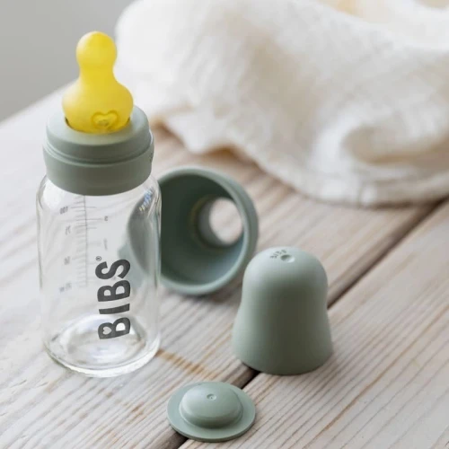BIBS BABY GLASS BOTTLE SAGE Anti-colic Glass Bottle for Newborns 110 ml