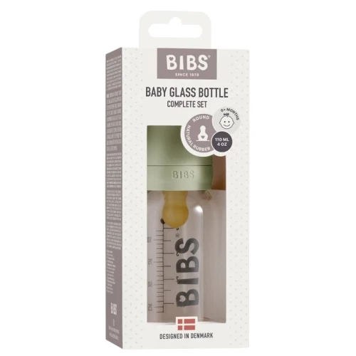 BIBS BABY GLASS BOTTLE SAGE Anti-colic Glass Bottle for Newborns 110 ml