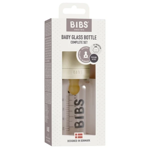 BIBS BABY GLASS BOTTLE IVORY Anti-colic Glass Bottle for Newborns 110 ml
