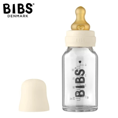BIBS BABY GLASS BOTTLE IVORY Anti-colic Glass Bottle for Newborns 110 ml