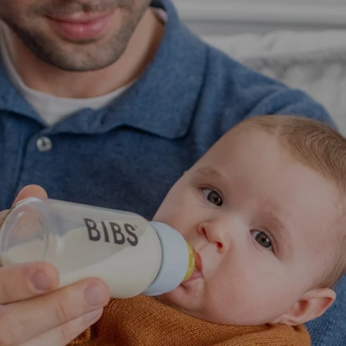 BIBS BABY GLASS BOTTLE BABY BLUE Anti-colic Glass Bottle for Newborns 110 ml
