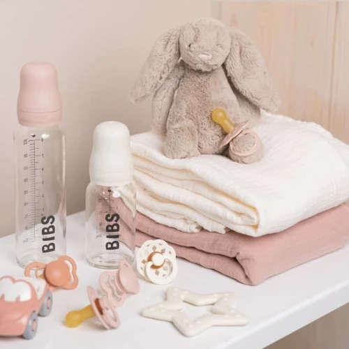 BIBS BABY GLASS BOTTLE BLUSH Anti-colic Glass Bottle for Babies 225 ml