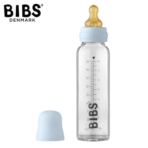 BIBS BABY GLASS BOTTLE BABY BLUE Anti-colic Glass Bottle for Babies 225 ml
