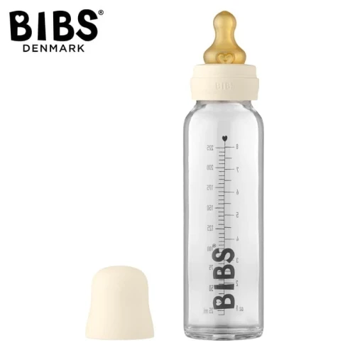 BIBS BABY GLASS BOTTLE IVORY Anti-colic Glass Bottle for Babies 225 ml 