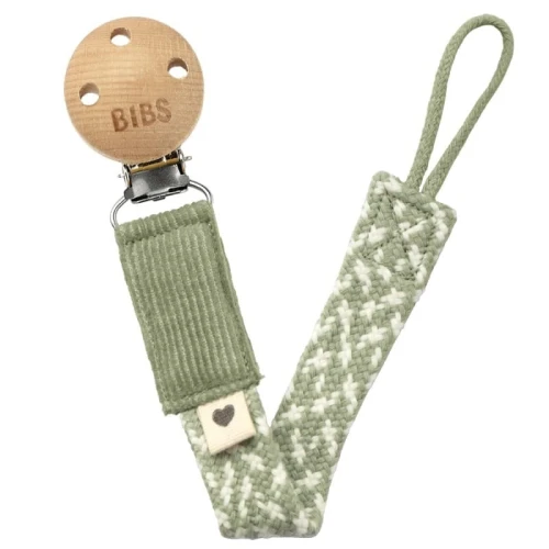BIBS PACIFIER BRAID SAGE & IVORY zawieszka do smoczków 100% organic cotton
