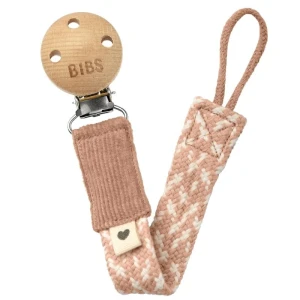 BIBS PACIFIER BRAID BLUSH & IVORY pacifier holder 100% organic cotton