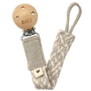 BIBS PACIFIER BRAID SAND & IVORY pacifier holder 100% organic cotton