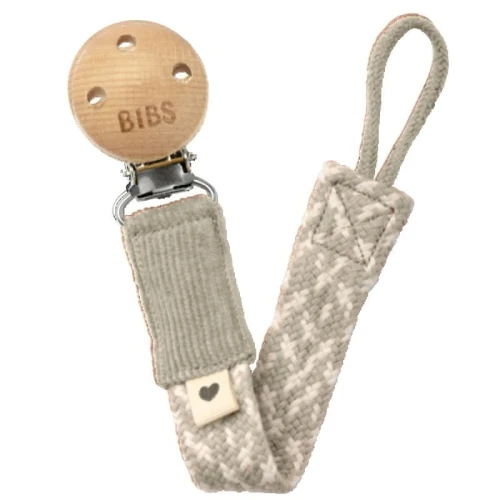 BIBS PACIFIER BRAID SAND & IVORY zawieszka do smoczków 100% organic cotton