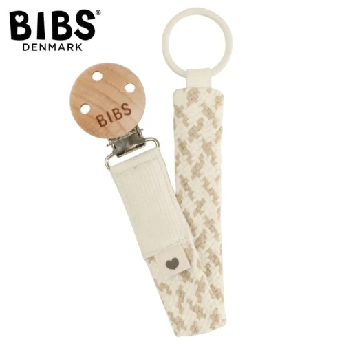 BIBS PACIFIER BRAID IVORY & VANILLA pacifier holder 100% organic cotton