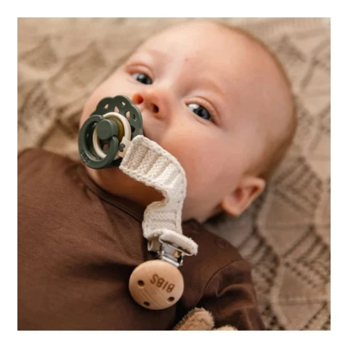 BIBS PACIFIER CLIP KNITTED IVORY zawieszka do smoczków 100% organic cotton