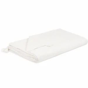 Double sided muslin and faux fur bedspread Off White