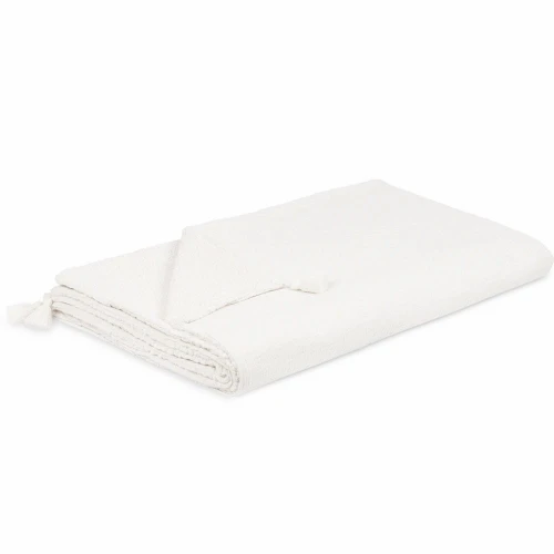 Double sided muslin and faux fur bedspread Off White