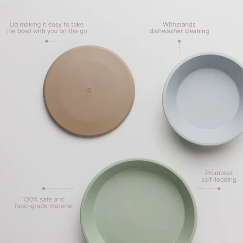 BIBS DINNER PLATE SET VANILLA plate with a bowl and a lid